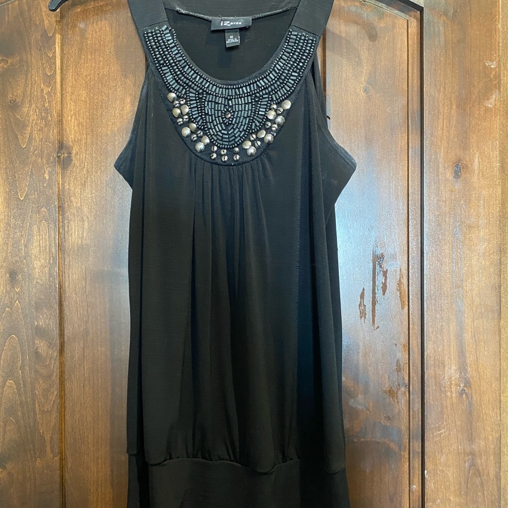 Black Beaded Sleeveless shirt